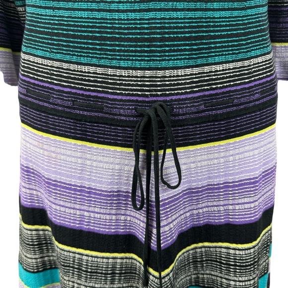DVF Women's Carrigan Dress Large Purple Teal 3/4 Sleeve Silk Blend Striped Knit - Picture 6 of 16